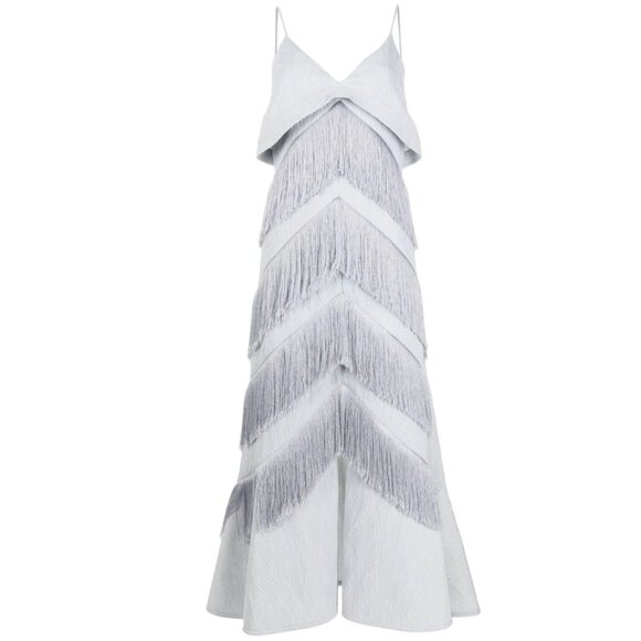 Alexis Dresses & Skirts - ALEXIS STONE BLUE FRINGED SLEEVELESS NADINEE MAXI DRESS